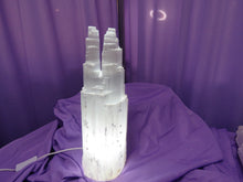 Load image into Gallery viewer, Selenite Twin Tower Lamp